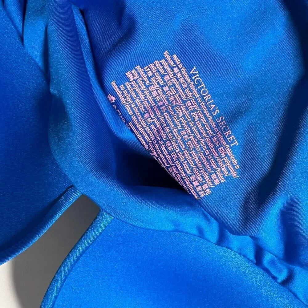 Victoria Secret Large L One Piece Swimsuit Bikini Push Up Ruched Shocking Blue